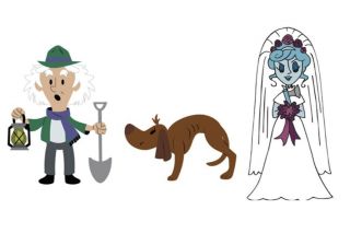 Disney Haunted Mansion 50th Bride Gravedigger And Dog Plush Set