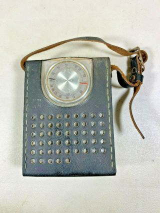 Vintage Sony 2f - 23w Mini Am Fm Pocket Radio With Leather Case
