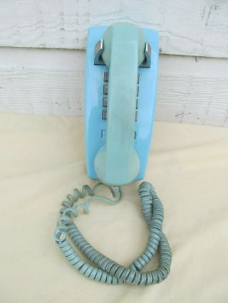 Vintage Blue Touch Tone Phone Push Button Wall Phone Western Electric Bell Co