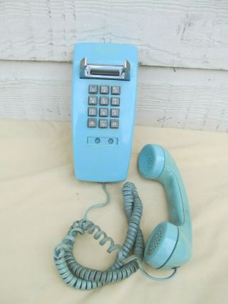 Vintage BLUE Touch Tone Phone Push Button Wall Phone Western Electric BELL Co 2