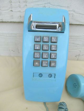 Vintage BLUE Touch Tone Phone Push Button Wall Phone Western Electric BELL Co 3