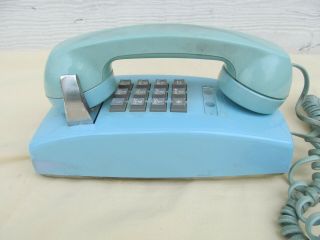 Vintage BLUE Touch Tone Phone Push Button Wall Phone Western Electric BELL Co 5