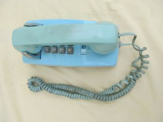 Vintage BLUE Touch Tone Phone Push Button Wall Phone Western Electric BELL Co 8