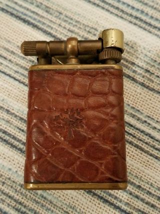Vintage Lift Arm Lighter Casanova Brass And Leather