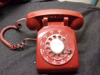 Vintage At&t Bell System Western Electric 500dm Red Rotary Bat Phone Telephone