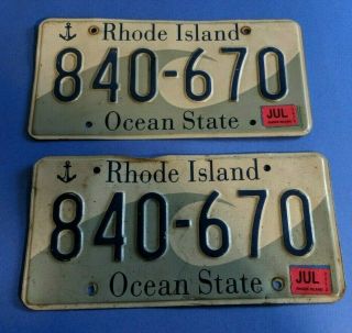 1 Pair Rhode Island Wave License Plate 840 - 670