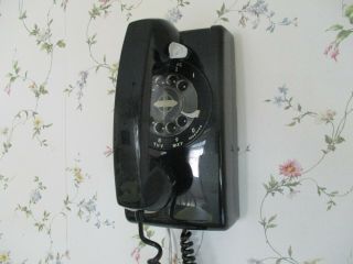 Vintage Black Itt Wall Mount Rotary Dial 554 Telephone Phone 1968