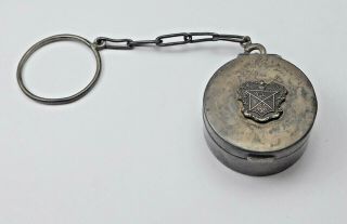 Vintage Hallmark Sterling Silver Snuff Box/ Powder Compact On A Chain