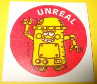 Vtg 80s Trend Scratch & Sniff Matte Sticker Unreal Robot Space Scent Smell Rare