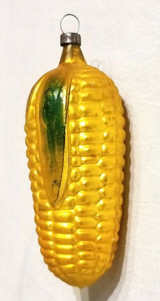 Ear Of Corn,  With Green Husks.  Abundant Harvest.  Early 1920s German Glass Orn