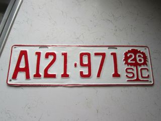 Rare 1926 South Carolina Palmetto Tree License Plate Tag