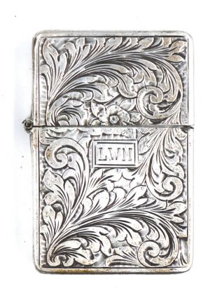 Vintage Fancy Floral Decorative Engraved Case Zippo Lighter Sterling Silver