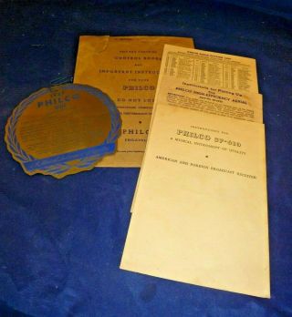1937 Philco 610 Radio Information Packet