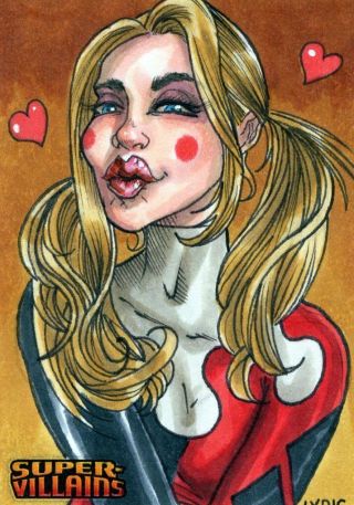 Dc Comics - Villains Color Sketch Card By Steve Lydic - Harley Quinn