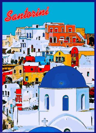 Santorini Island Greece Aegean Greek European Travel Poster Art Advertisement 2