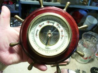 Vintage Atco Germany Wood Brass Wall Barometer