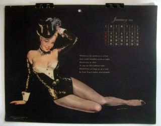 Esquire 1954 Pin Up Calendar Complete Cond