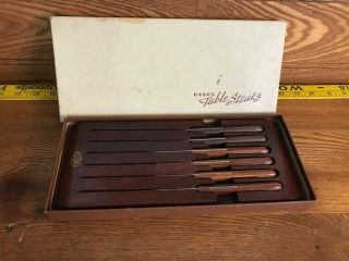 Set 6 Vintage Case Xx Stainless Cap 254 Steak Knives With Wood Holder Org Box