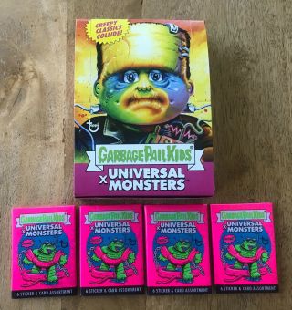 2019 Sdcc Gpk Garbage Pail Kids Universal Monsters W/box & 4 Wrappers