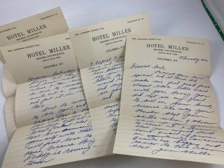 Antique/vintage 1930s Era Handwritten Letter Hotel Miller Columbia Ky Letterhead