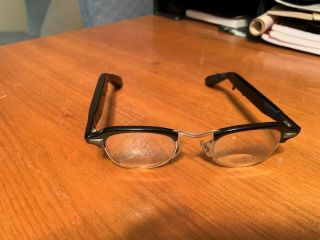 Vintage Hearing Aid Eye Glasses Oticon Black Steampunk 12k Gf 22 - 44