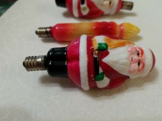 3 Vintage Milk Glass Figural Light Bulbs Christmas 2 Santas and a candlestick 5