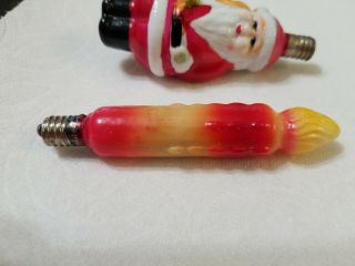 3 Vintage Milk Glass Figural Light Bulbs Christmas 2 Santas and a candlestick 6