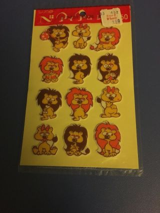 Vintage Rainbow Mark Japanese Lion Cartoon Sticker Sheet