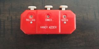 Vintage Red Handy Adder 3 Button Adder,  Money Clicker From The 1960 