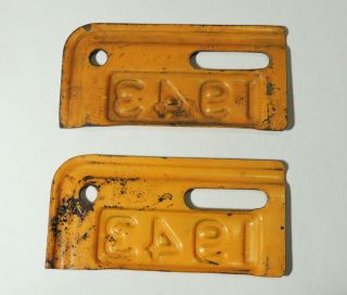 Matching Pair 1943 vtg Maryland METAL License Plate Registration Date TAB Tag MD 2