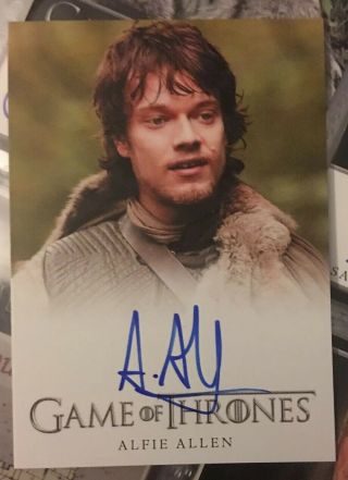 Game Of Thrones Season 1 Trading Card Auto Alfie Allen As Theon Greyjoy