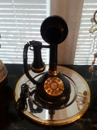 Vintage Black Deco Tel Candlestick Telephone