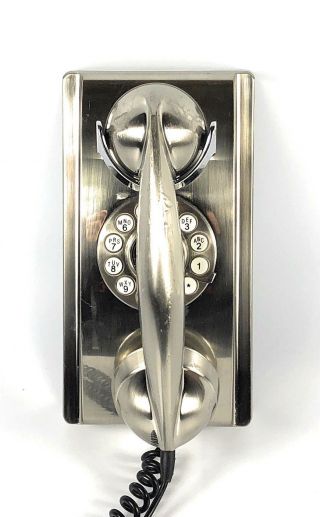 Crosley Wall Phone Brushed Chrome Rotary Look Push Button 2005 Retro Vintage