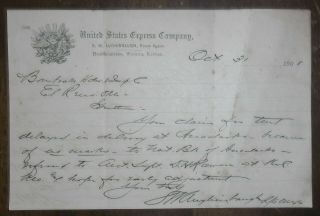 1905 Letterhead Wichita Kansas United States Express Company