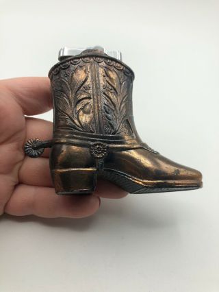 COWBOY BOOT Made in Japan Decorative Table Lighter Copper Shade Collectible Wow 2