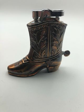 COWBOY BOOT Made in Japan Decorative Table Lighter Copper Shade Collectible Wow 5