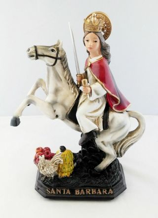 11 " Inch Statue Of Santa Barbara & Horse St Saint Santo Figurine Figure