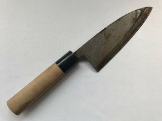 Kitchen Knife Deba Yoshisada Betsuuchi Steel Blade Wood Handle Japanese Vtg R23