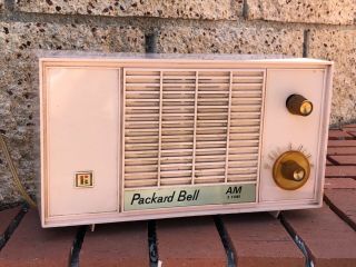 Vintage 1959 Packard Bell 5r9 Tube Table Radio Pink Mid Century Atomic