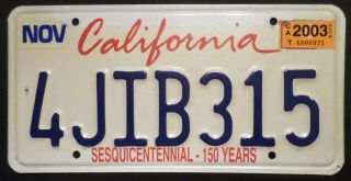 California State License Plate Tag C1999 Sesquicentennial - 150 Years Car Truck