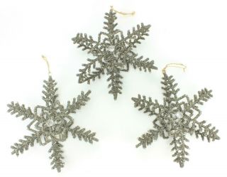 Pottery Barn Snowflake Christmas Glass Beaded Tealight Holiday Ornament (475)