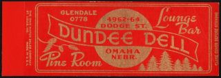 Vintage Matchbook Cover Dundee Dell Lounge Bar Omaha Nebr Salesman Sample Flat