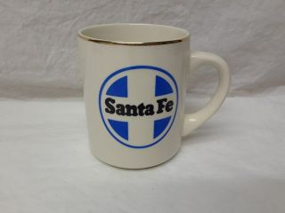 Vintage Santa Fe Railroad Coffee Mug Gold Trim W Train Logo Thick Ceramic Ec
