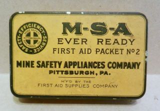 M - S - A First Aid Kit Mine Safety Appliances Company Pittsburgh Tin