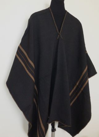 Peruvian Shaman Black Poncho Cape Andean Mountain Woven Textile