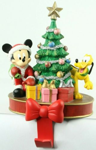 Disney Mickey Mouse & Pluto Christmas Stocking Holder Hanger - - Rare