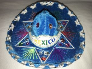 Two Souvenir Mini Sombreros From Mexico 6 Inch Yellow And Blue 5