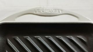 Vintage Le Creuset 33 Enameled White Cast Iron Rectangular Griddle Grill Pan 5