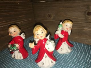Vintage Mid Century Christmas Angels Made In Japan Set Of 3