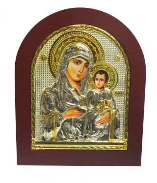 Icon Virgin Mary Byzantine Icon Sterling Silver 925 Size 19x15cm
